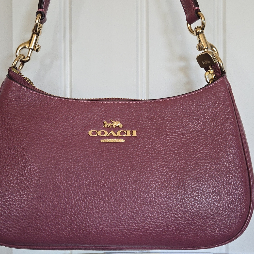 Coach Raspberry Pebbled Leather Shoulder Bag